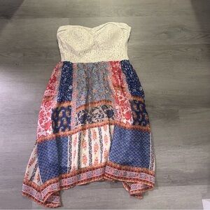 Bohemian Strapless Patchwork Dress